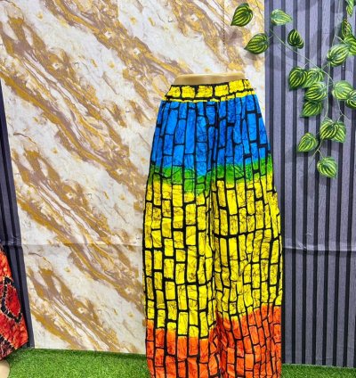 Vibrant Mosaic Ankara Palazzo Pants