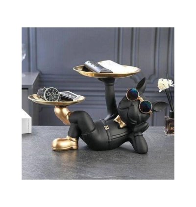 Bulldog Home Decor Statue With Tray Holder