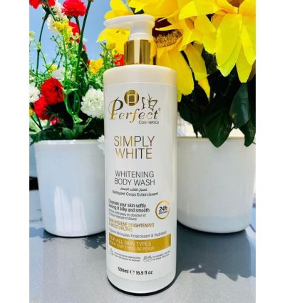 Perfect Cosmetics Simply White Brightening Body Wash and Lotion-500ml Each