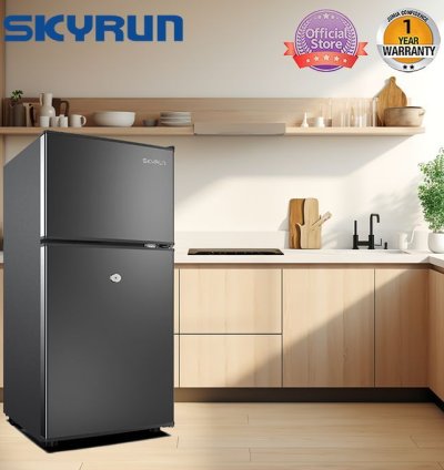 Skyrun 70 Litres Double Door Top Mount Fridge (BCD-85HC) - Starry Night Black.Product Details Description image image   SKYRUN BCD-85HC  70L TOP MOUNT REFRIGERATOR Large capacity:  Easily meet the needs of family life. Safety lock: Availability of lock with key to keep your food safe-stored even when placing outhouse. Fast cooling: Refrigerated, ingredients keep fresh；Freezing, ingredients remain good. Interior LED Lighting：Eco & long-lasting LED lighting with stylish cold white feature, castin